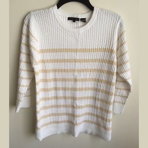 JEANNE PIERRE 3/4 sleeve striped knit top/ Size L